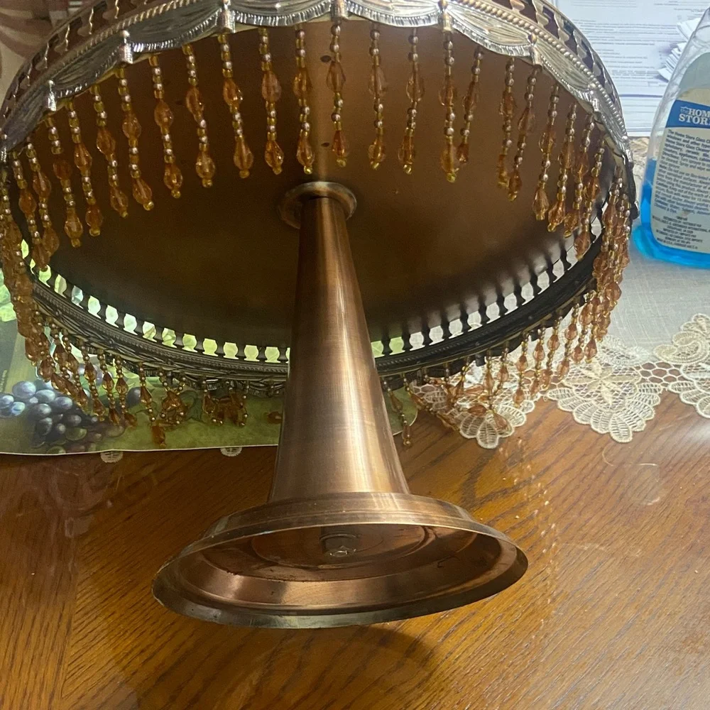 Elegant Copper Cake Stand with Beaded Accents - Picture 2 of 4